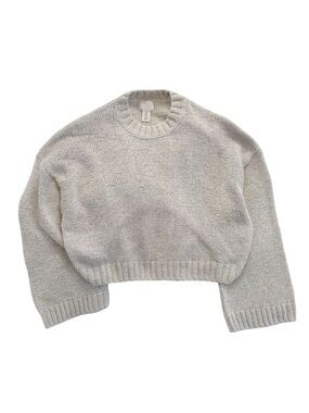 H&M Cropped Knit Sweater Oatmeal Boho Wide Sleeves